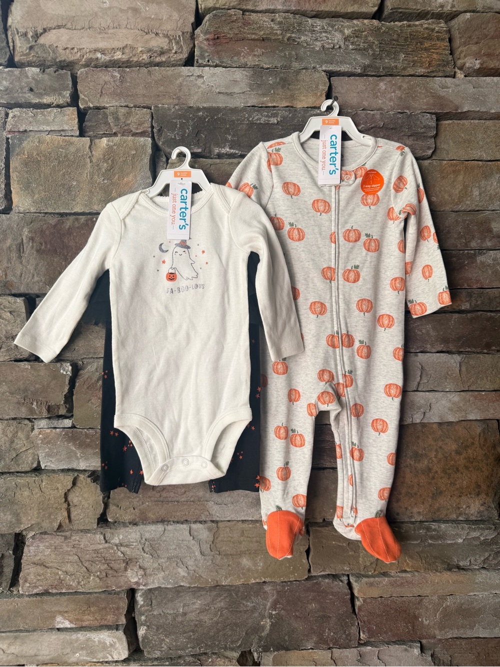 NWT Carter's Baby Halloween Ghost and Pumpkin Pajamas Set 9 months